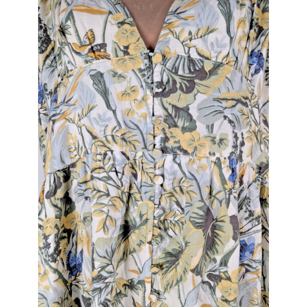 Abercrombie & Fitch Gabriella Linen Maxi Dress XXLP Floral Butterfly Cottagecore - Picture 6 of 13